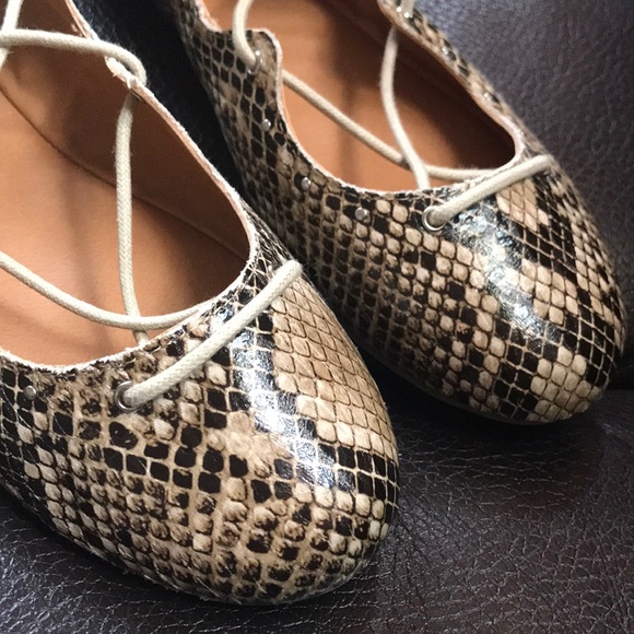 NWOB MIA Snake skin lace up flats - Picture 2 of 6